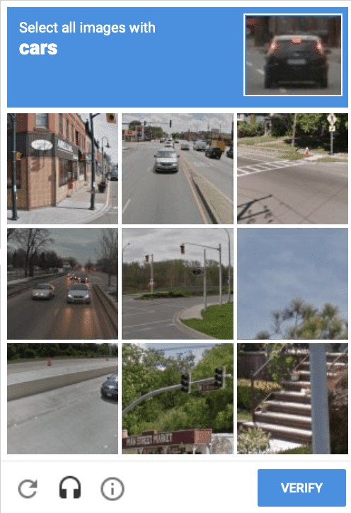 Ejemplo de desafío de CAPTCHA 