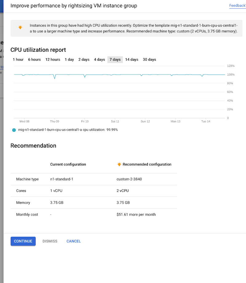 Lihat detail rekomendasi VM.