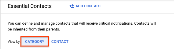 Ein Screenshot, auf dem die Option zum Auswählen einer Kategorie auf der Seite „Wichtige Kontakte“ hervorgehoben ist.