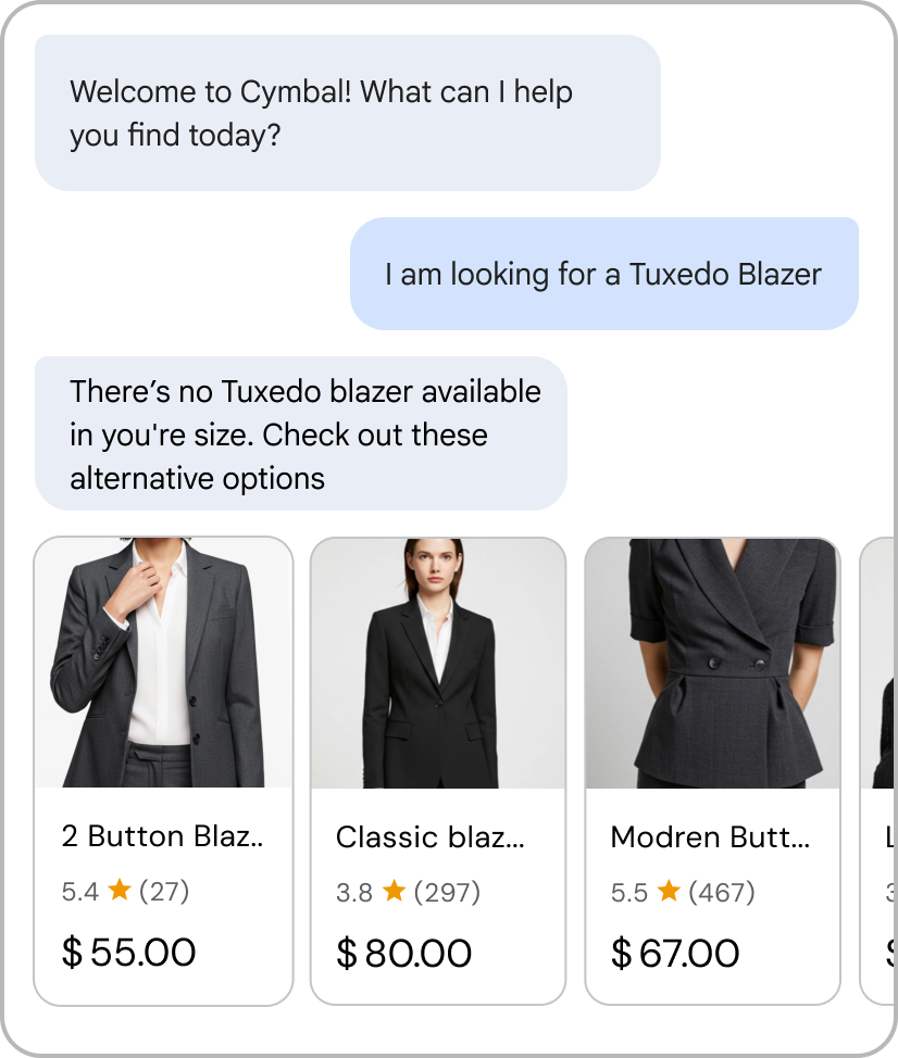 Agen Conversational Commerce menunjukkan batasan yang transparan jika kueri tidak dapat dipahami atau jika hanya menampilkan hasil yang terbatas.