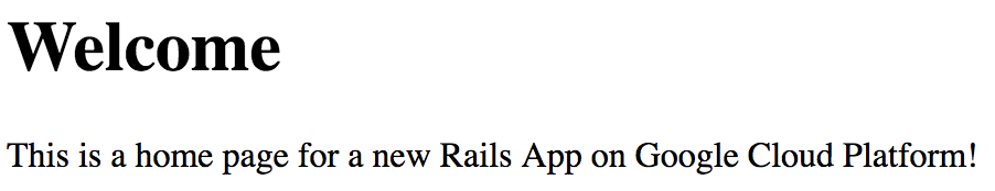 Screenshot della nuova app Rails in esecuzione