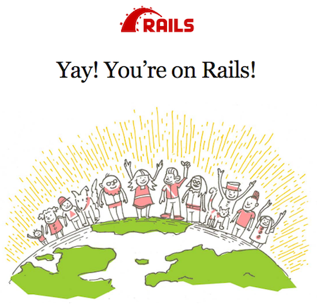 Screenshot of new Rails app running