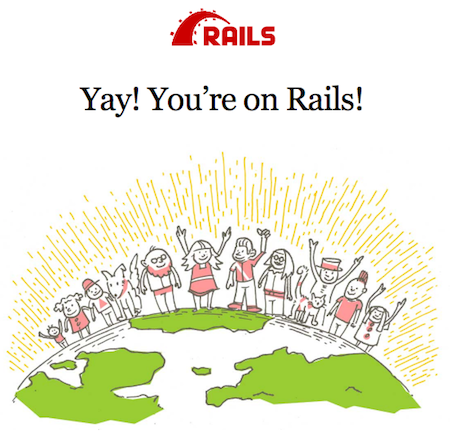 Screenshot della nuova app Rails in esecuzione