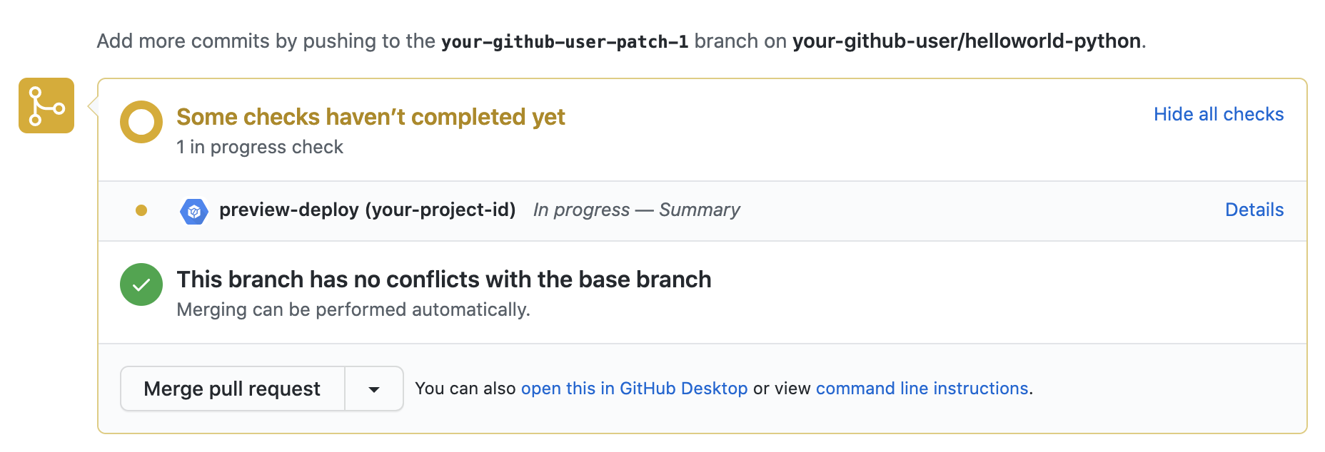 Screenshot antarmuka GitHub yang menampilkan pemeriksaan tertunda.