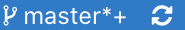 Git status bar with branch indicator showing the master branch as current and the Synchronize Changes action adjacent