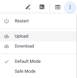 Upload and Download options available in the More menu dropdown