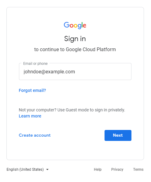 Dialog Login dengan Google.