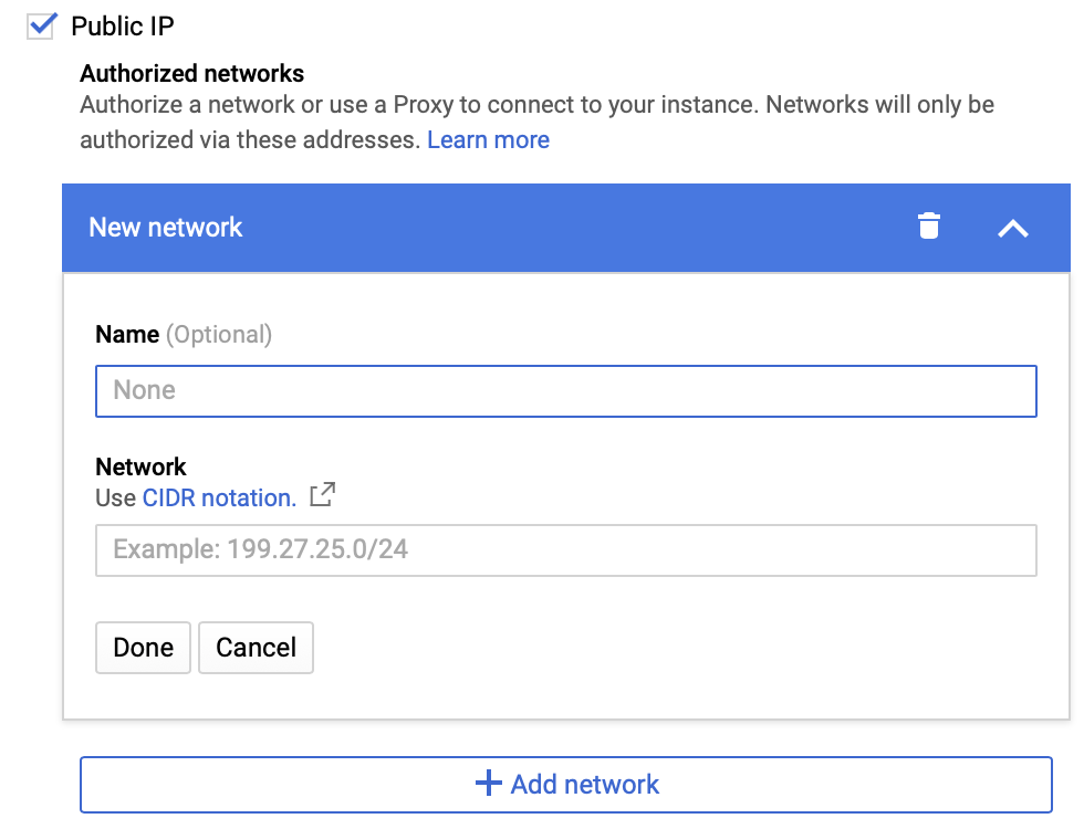 Configurazione di una connessione di rete.