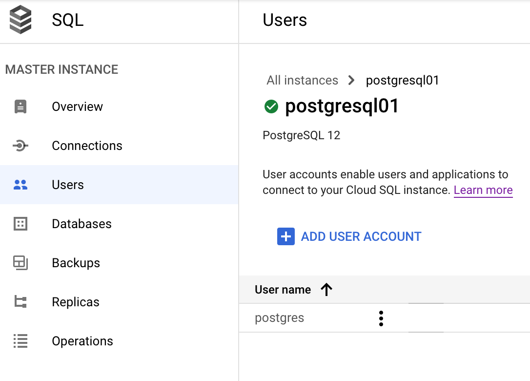 Listing existing accounts.