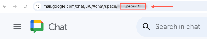 ID de l&#39;espace des applications Chat