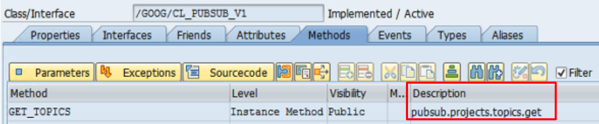 メソッドの説明が表示されている SAP UI