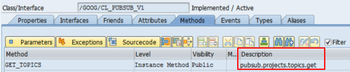 UI SAP pour la description de la méthode
