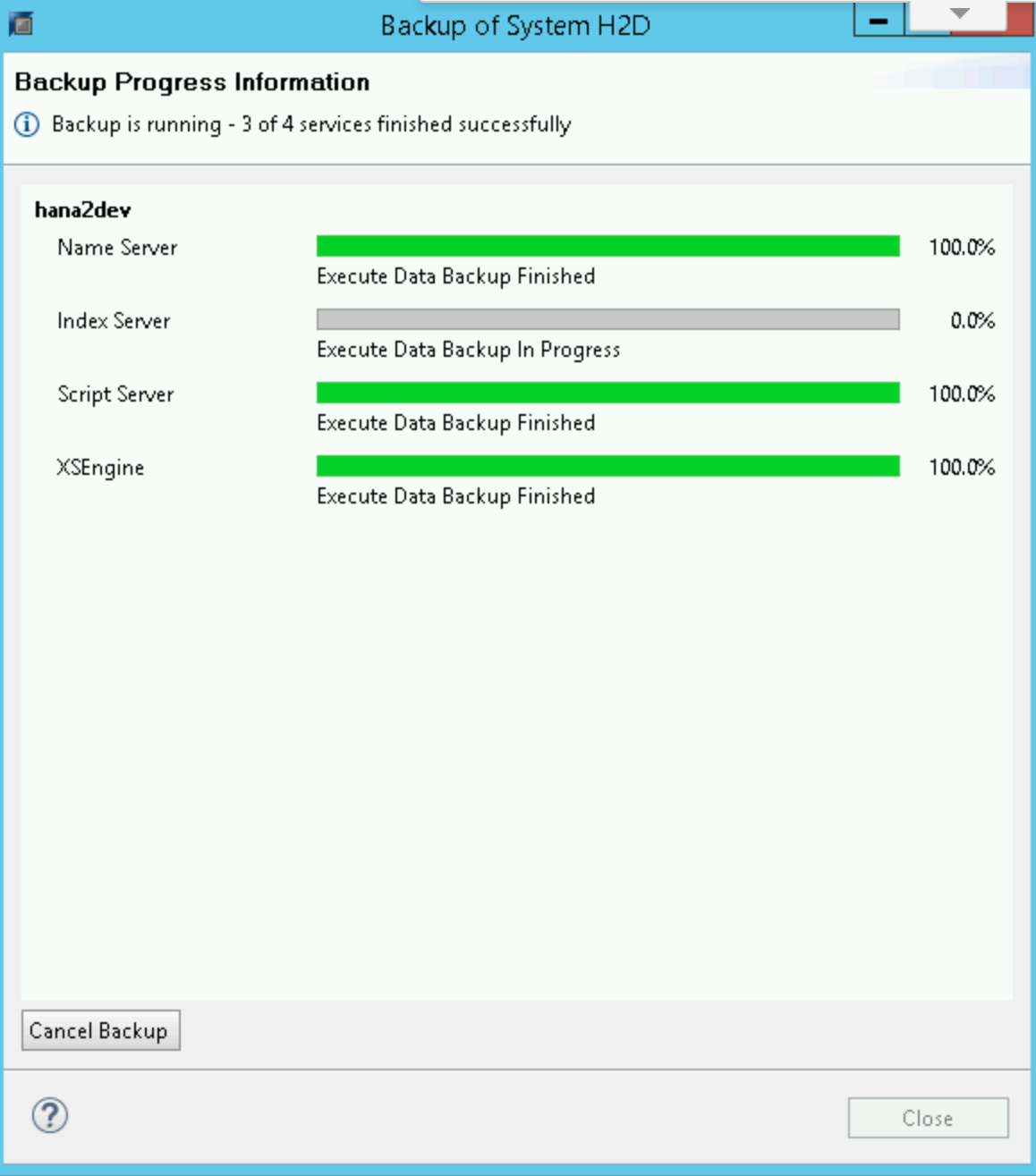 Aggiornamento del backup