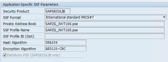 Application specific SSF parameters