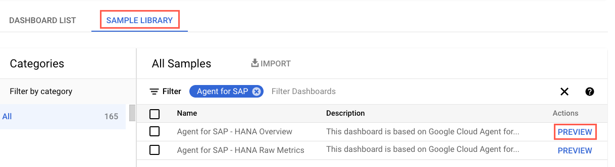 Display of the sample library tab selected.