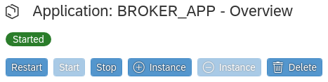 Un indicatore verde Avviato mostra che il service broker Google Cloud è stato avviato