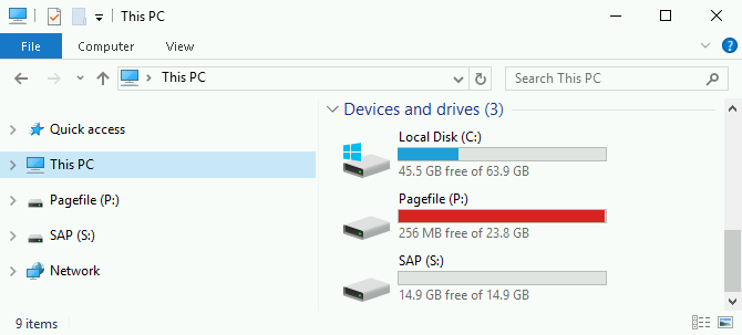 Disk drives created by Deployment Manager for NetWeaver.