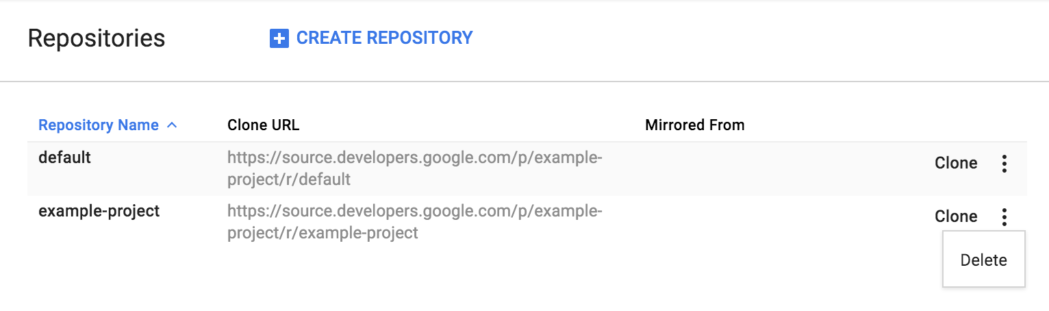 [Create Repository] (建立存放區) 按鈕