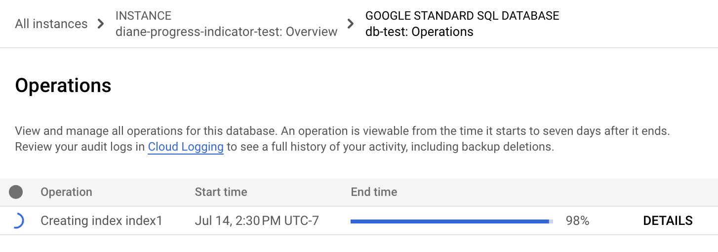 Screenshot status progres yang menampilkan 98%