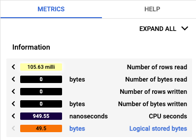 Left arrow shows a metric in the main window