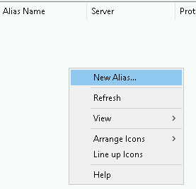 Drop-down box under Alias name