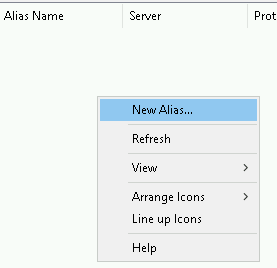 Drop-down unter &quot;Aliasname&quot;