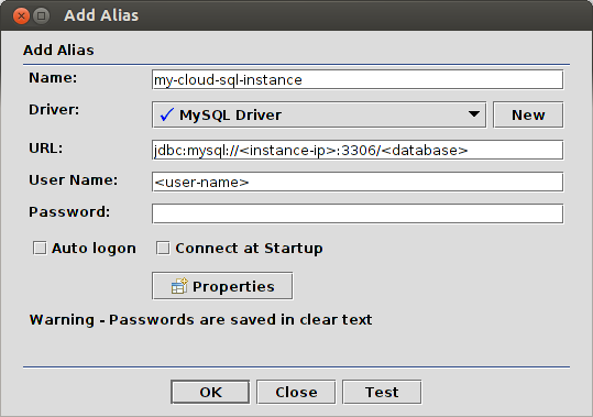Neuer Alias in SQuirrel SQL.
