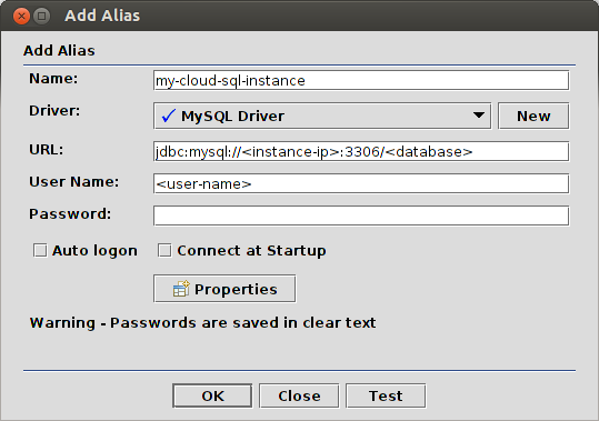 Alias nuevo en SQuirreL SQL.