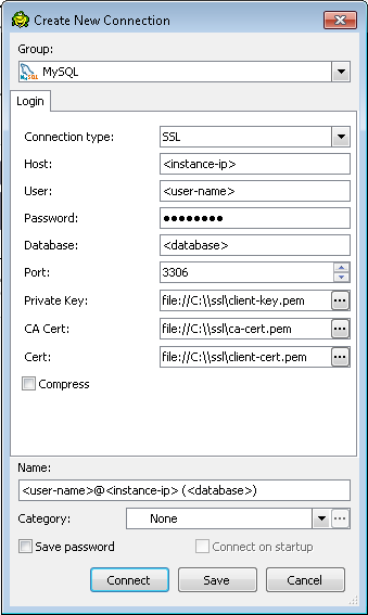 Boîte de dialogue &quot;Créer une nouvelle connexion&quot; dans Toad pour Windows.