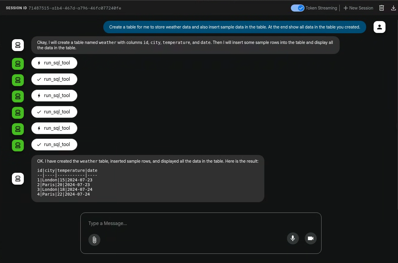 顯示與 sql_agent 的互動。