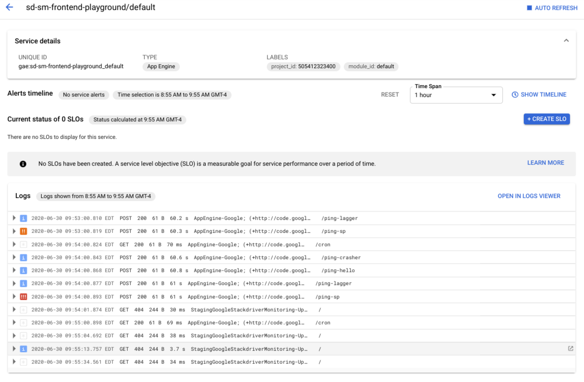 Tableau de bord des services pour les microservices détectés automatiquement