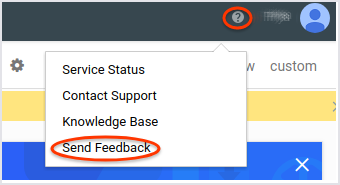 Interfaccia utente che mostra la finestra di dialogo
  Invia feedback di Monitoring.