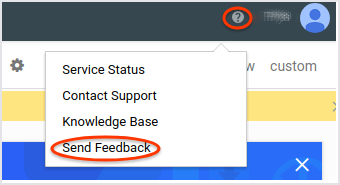 Interfaccia utente che mostra la finestra di dialogo Invia feedback di Monitoring.