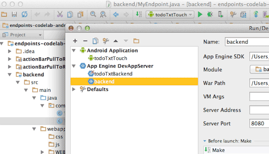 Ejecuta configuración de backend