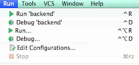 Executar configuração de back-end