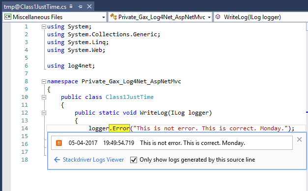 Image montrant le code source accessible à partir d'un lien dans une entrée de journal