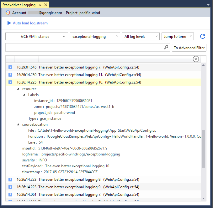 圖片：「Logs Explorer」(記錄檔探索工具) 分頁總覽