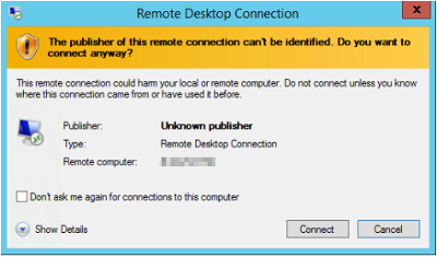 Remote connection identity warning
