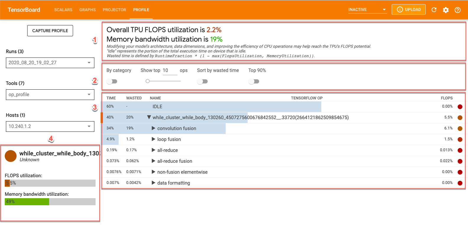 Profile your model on Cloud TPU Nodes