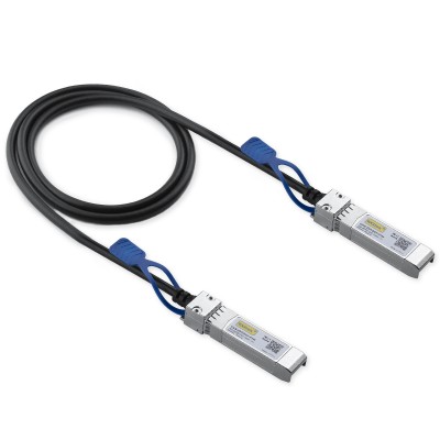 A photo depicting a SFP28 to SFP28 network cable