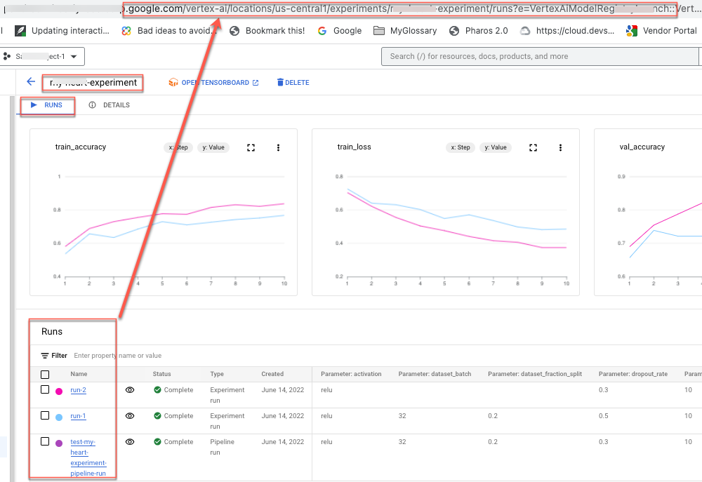 Vertex AI share list of runs