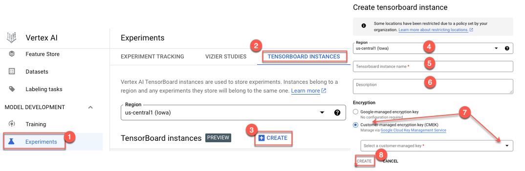 crea istanza TensorBoard