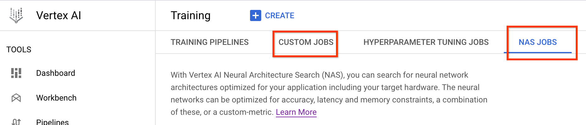 Custom vs nas jobs