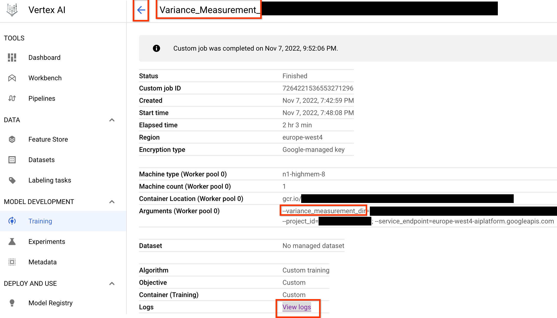 Variance measurement job