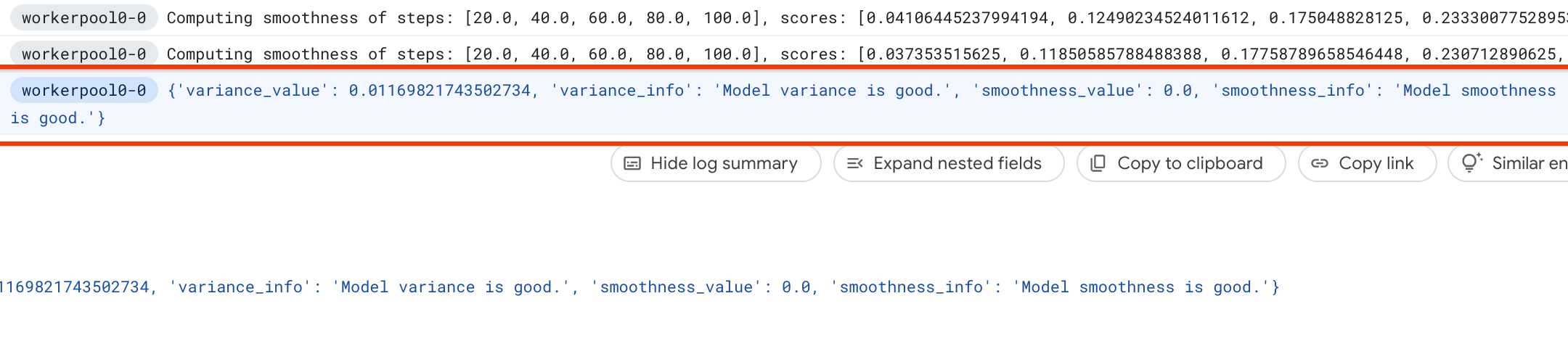 Variance measurement logs