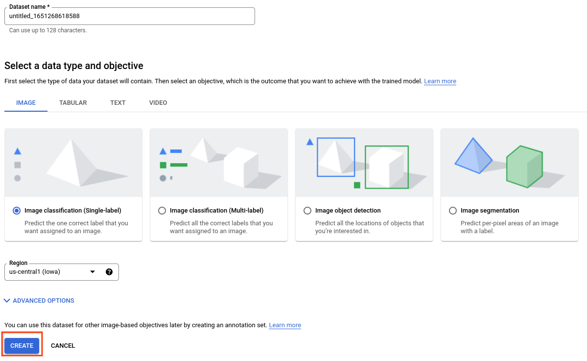 New dataset window