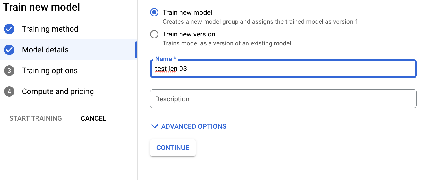 Janela de treinamento do novo modelo etapa 4