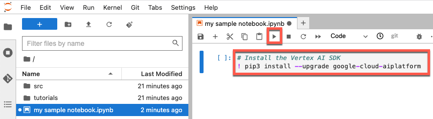 Menjalankan kode untuk menginstal SDK.