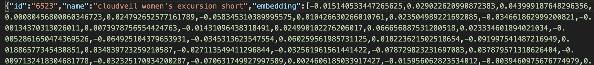 Sample product embeddings