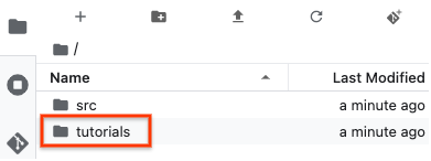 The tutorials folder in the JupyterLab File Browser.